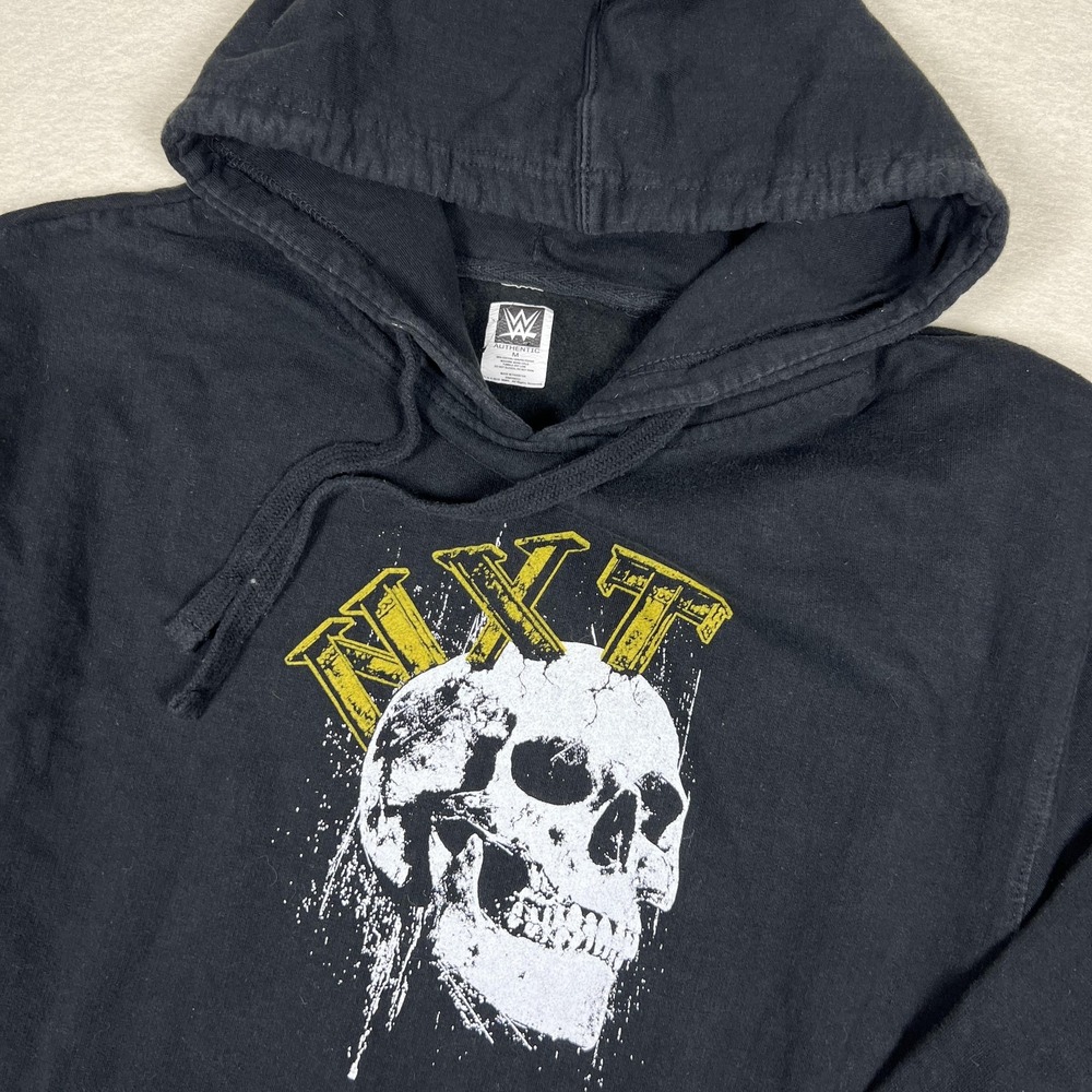 WWE NXT Hoodie‎ Mens Medium Black Skull Pullover Sweatshirt Wrestling 2019
